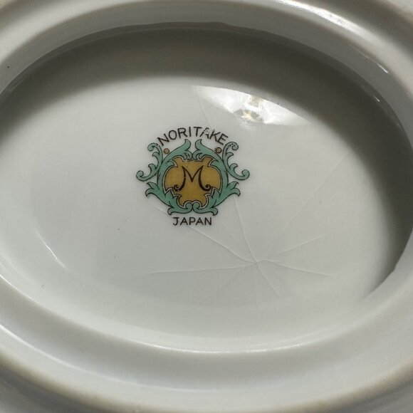 Noritake Japan M Pattern gravy boat with attached under plate floral Fine China - Picture 4 of 9